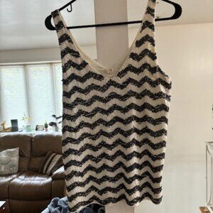 j crew black & white sequined top size m